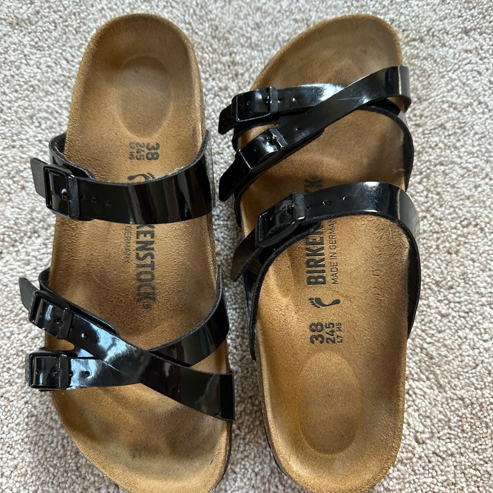 Birkenstock Franca Black Patent 38 EUC